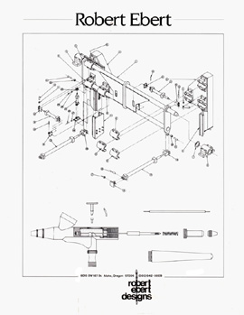 Technical illustration for self promotion featuring traditional line art illustrations in a 3D isometric style showing exploded parts and details.